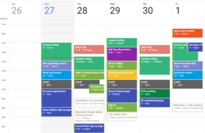 productivity calendar schedule, productivity schedule