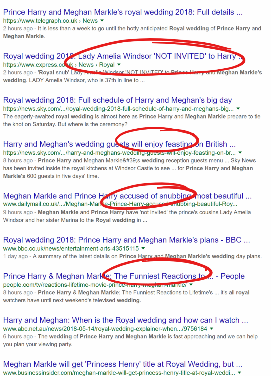 Royal wedding, opinions based as fact, fact almost, opinion headlines